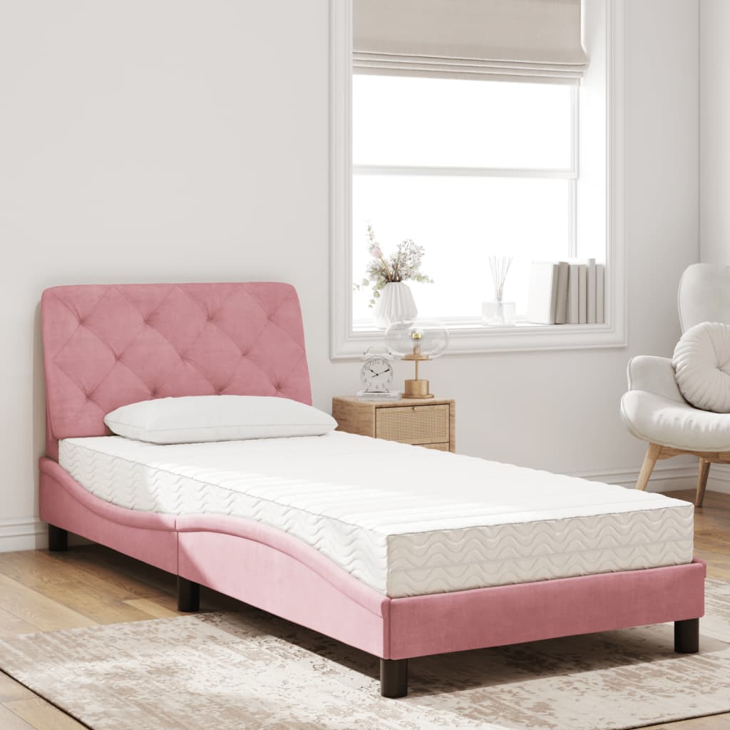 Letto con Materasso Rosa 80x200 cm in Velluto - homemem39