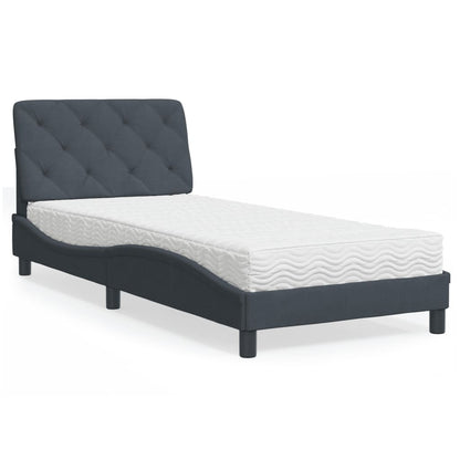 Letto con Materasso Grigio Scuro 90x190 cm in Velluto | homemem39