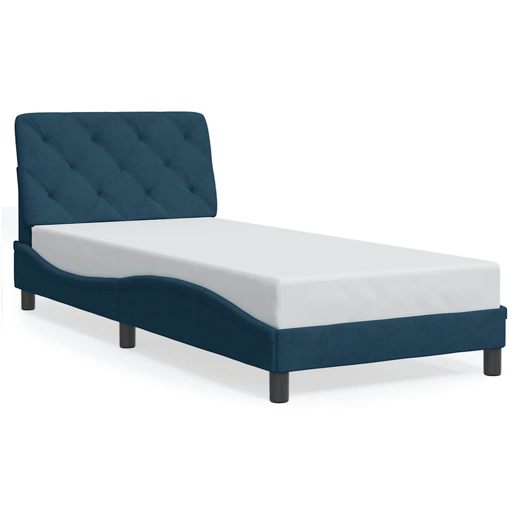 Letto con Materasso Blu 90x190 cm in Velluto