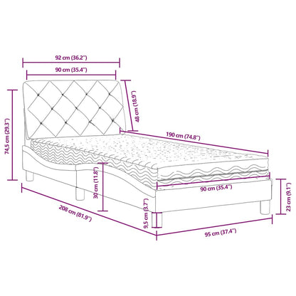 Letto con Materasso Blu 90x190 cm in Velluto