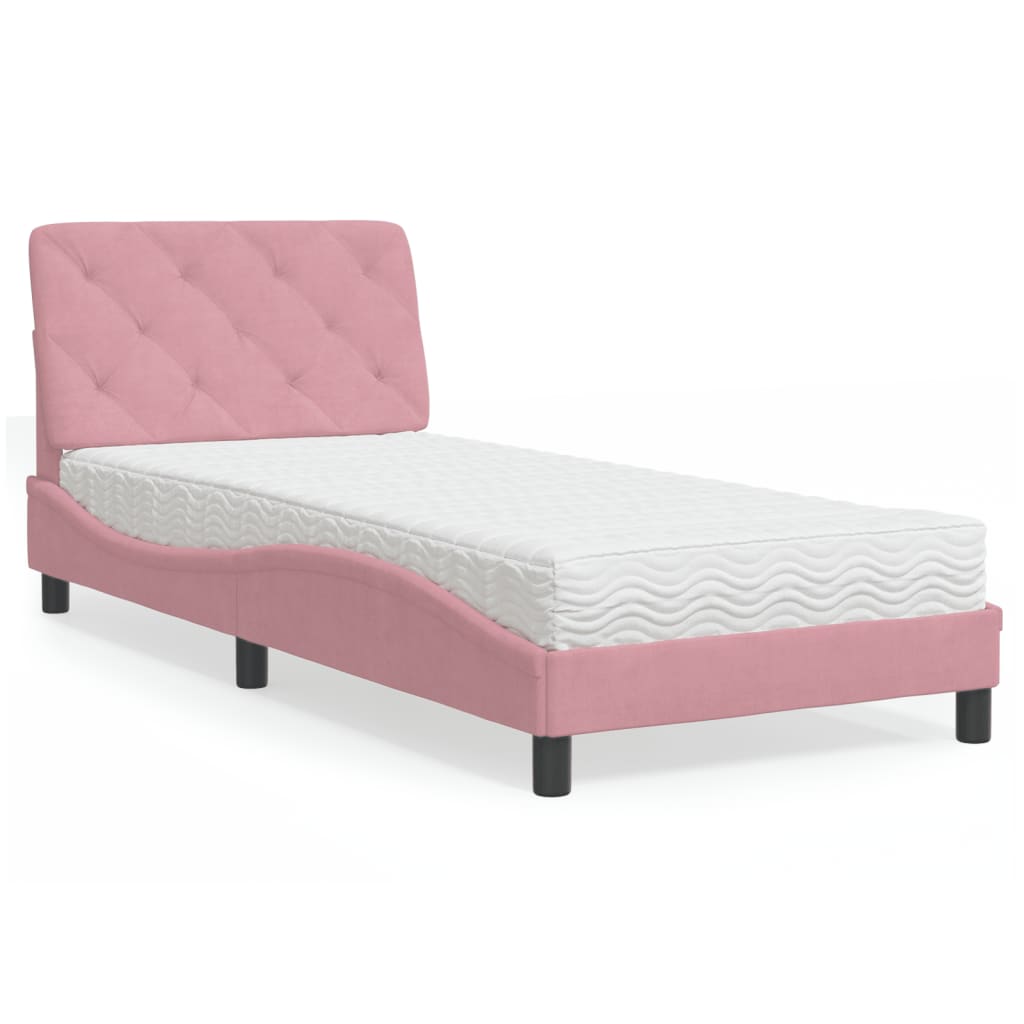 Letto con Materasso Rosa 90x190 cm in Velluto - homemem39