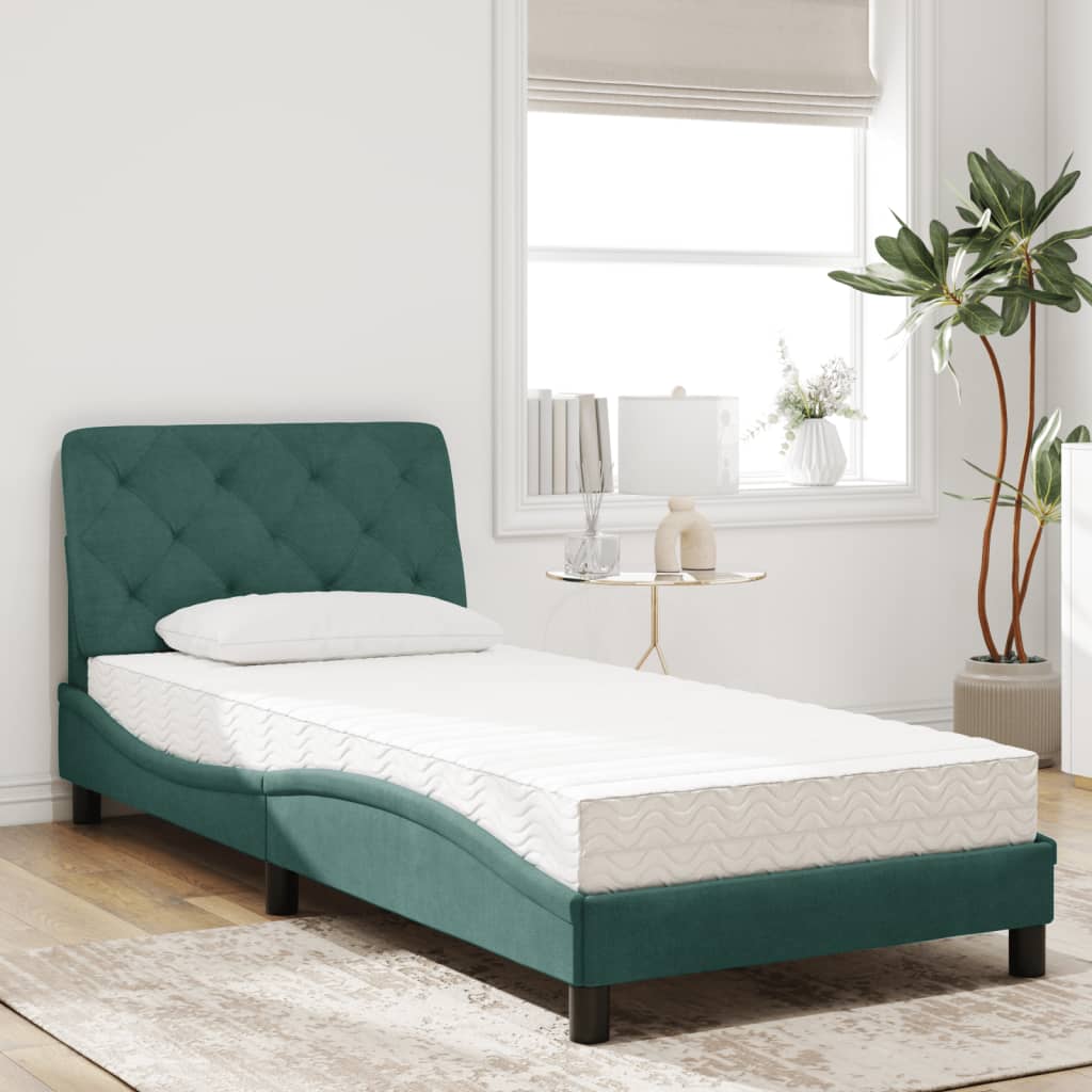 Letto con Materasso Verde Scuro 90x200 cm in Velluto - homemem39
