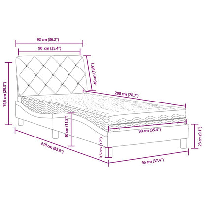 Letto con Materasso Blu 90x200 cm in Velluto