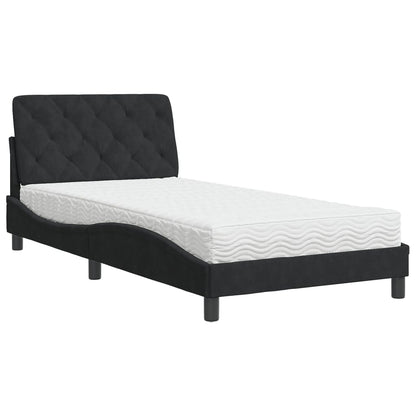 Letto con Materasso Nero 100x200 cm in Velluto - homemem39