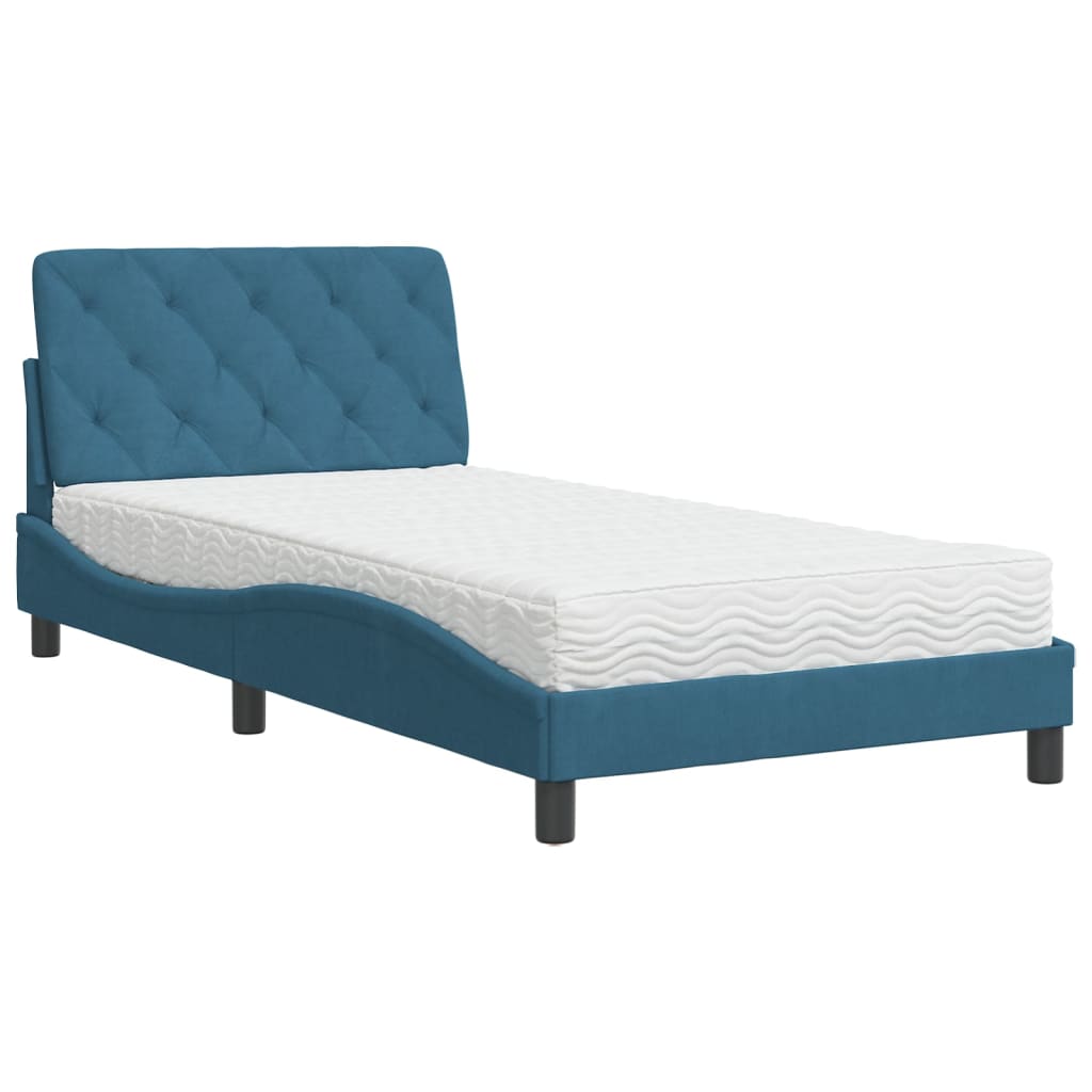 Letto con Materasso Blu 100x200 cm in Velluto - homemem39