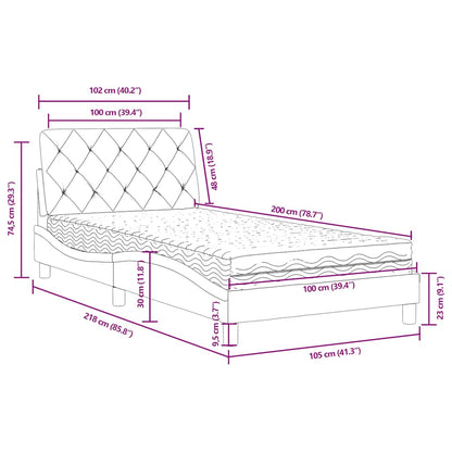 Letto con Materasso Blu 100x200 cm in Velluto