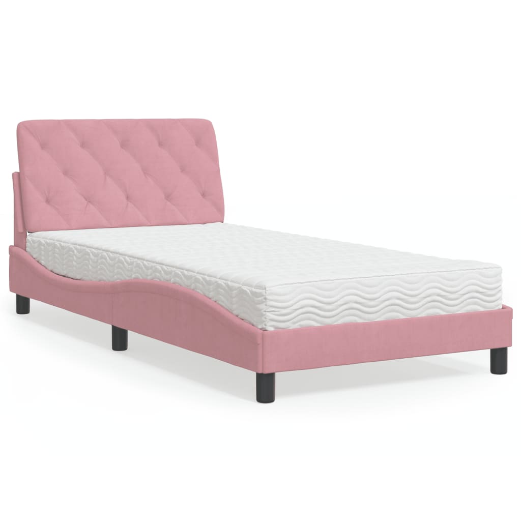 Letto con Materasso Rosa 100x200 cm in Velluto - homemem39