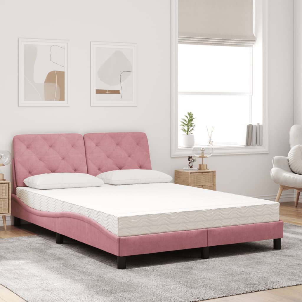 Letto con Materasso Rosa 120x200 cm in Velluto