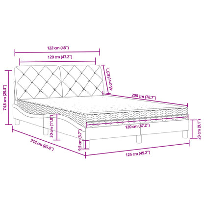 Letto con Materasso Rosa 120x200 cm in Velluto