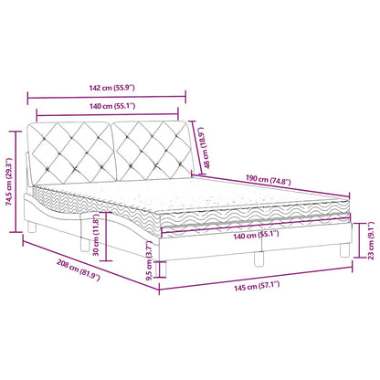 Letto con Materasso Blu 140x190 cm in Velluto