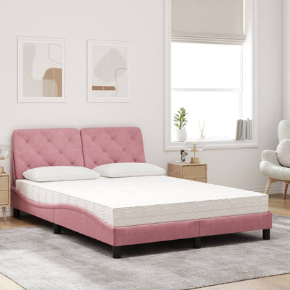 Letto con Materasso Rosa 140x190 cm in Velluto - homemem39