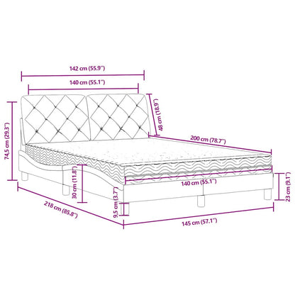 Letto con Materasso Blu 140x200 cm in Velluto