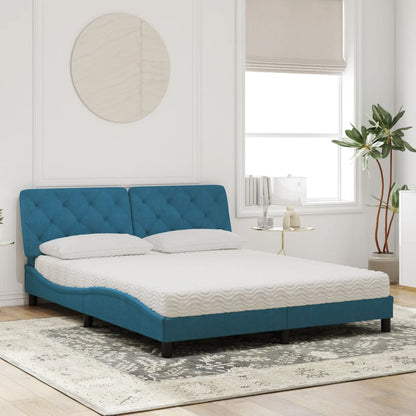 Letto con Materasso Blu 160x200 cm in Velluto - homemem39