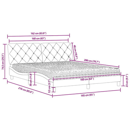 Letto con Materasso Blu 160x200 cm in Velluto