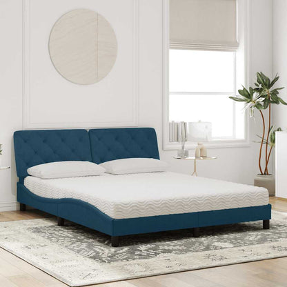 Letto con Materasso Blu 160x200 cm in Velluto