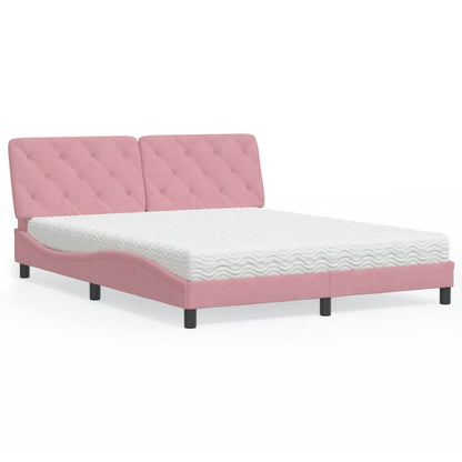 Letto con Materasso Rosa 160x200 cm in Velluto - homemem39
