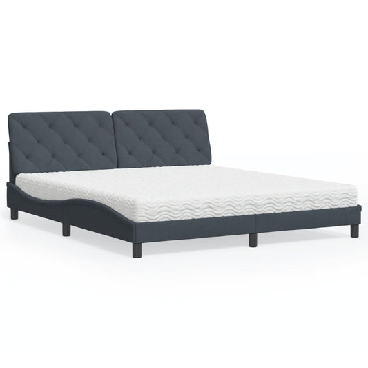 Letto con Materasso Grigio Scuro 180x200 cm in Velluto - homemem39