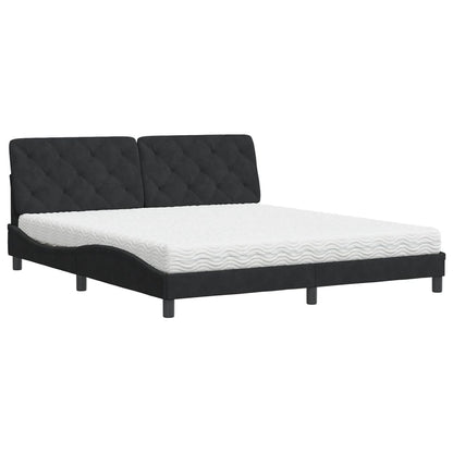 Letto con Materasso Nero 180x200 cm in Velluto - homemem39