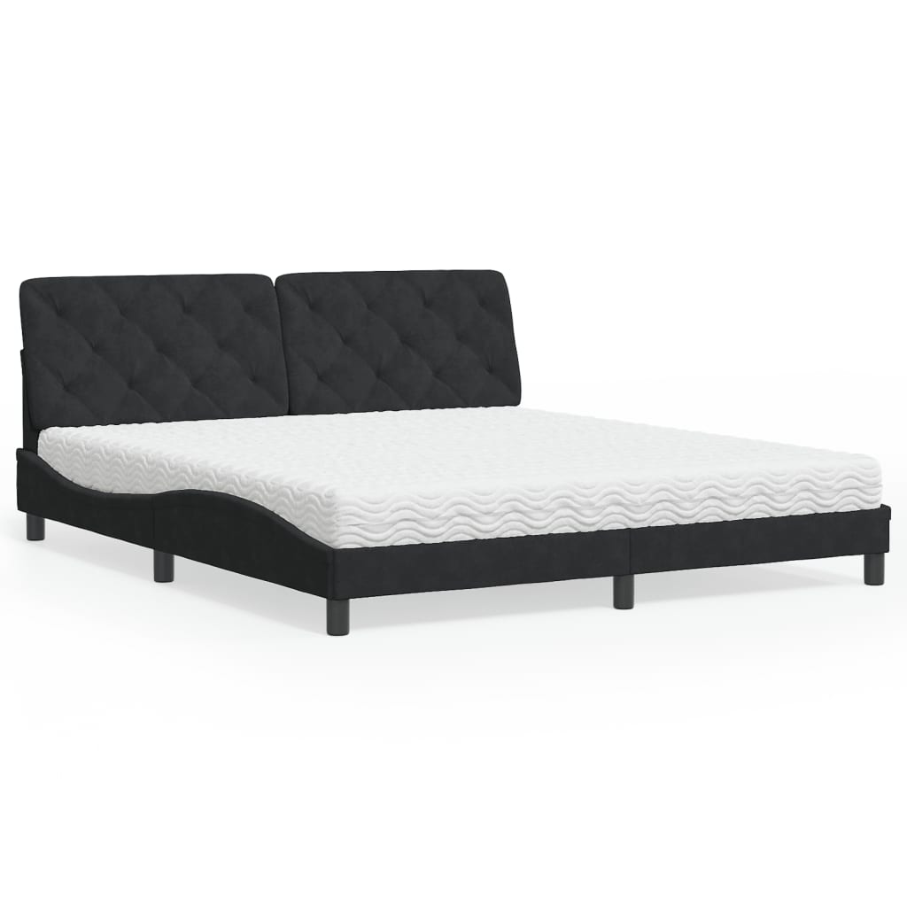 Letto con Materasso Nero 180x200 cm in Velluto - homemem39