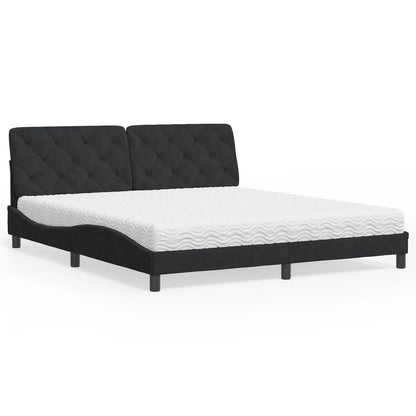 Letto con Materasso Nero 180x200 cm in Velluto - homemem39