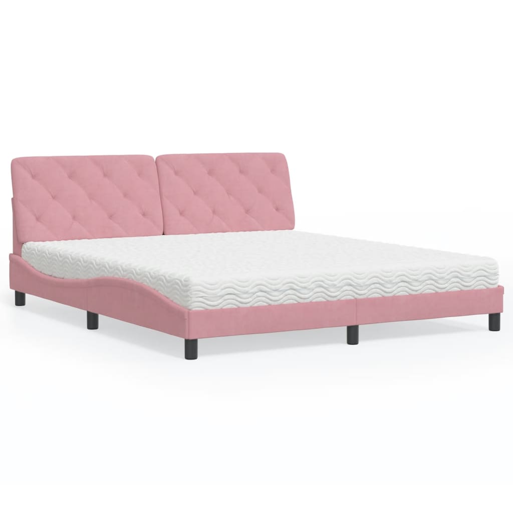 Letto con Materasso Rosa 180x200 cm in Velluto - homemem39