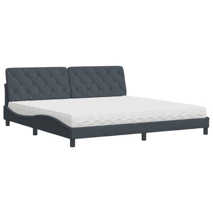 Letto con Materasso Grigio Scuro 200x200 cm Velluto - homemem39