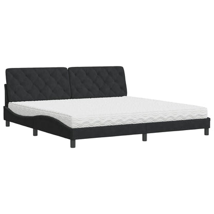 Letto con Materasso Nero 200x200 cm in Velluto - homemem39