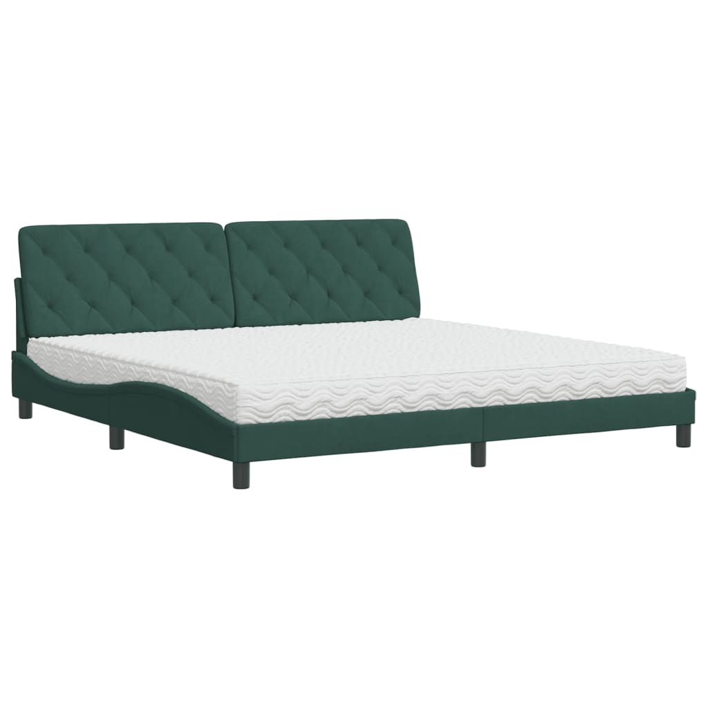 Letto con Materasso Verde Scuro 200x200 cm Velluto - homemem39