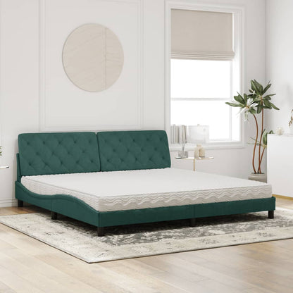 Letto con Materasso Verde Scuro 200x200 cm Velluto - homemem39