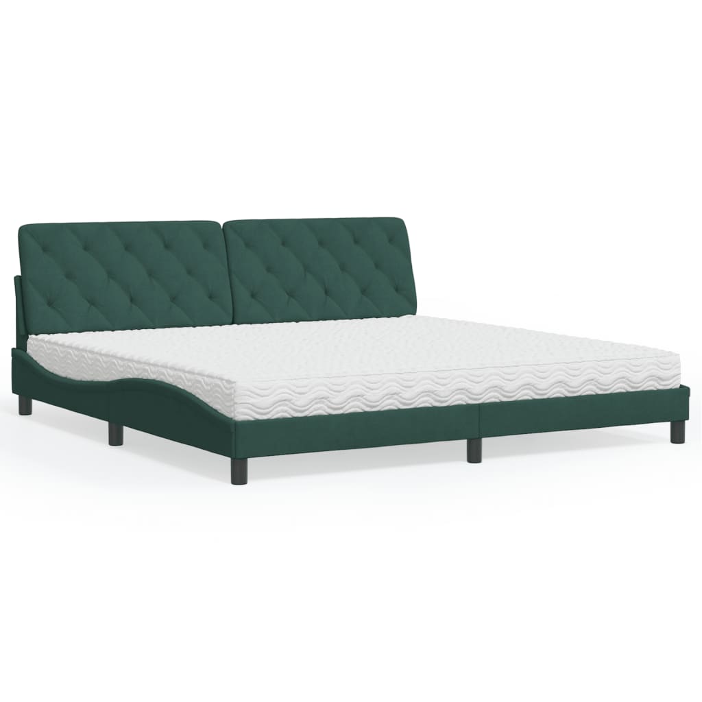 Letto con Materasso Verde Scuro 200x200 cm Velluto - homemem39