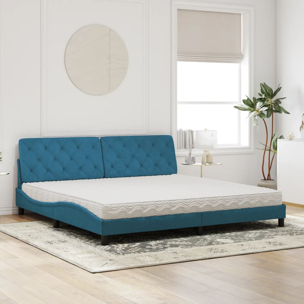 Letto con Materasso Blu 200x200 cm Velluto - homemem39