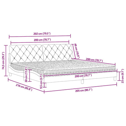 Letto con Materasso Blu 200x200 cm Velluto