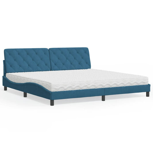 Letto con Materasso Blu 200x200 cm Velluto - homemem39