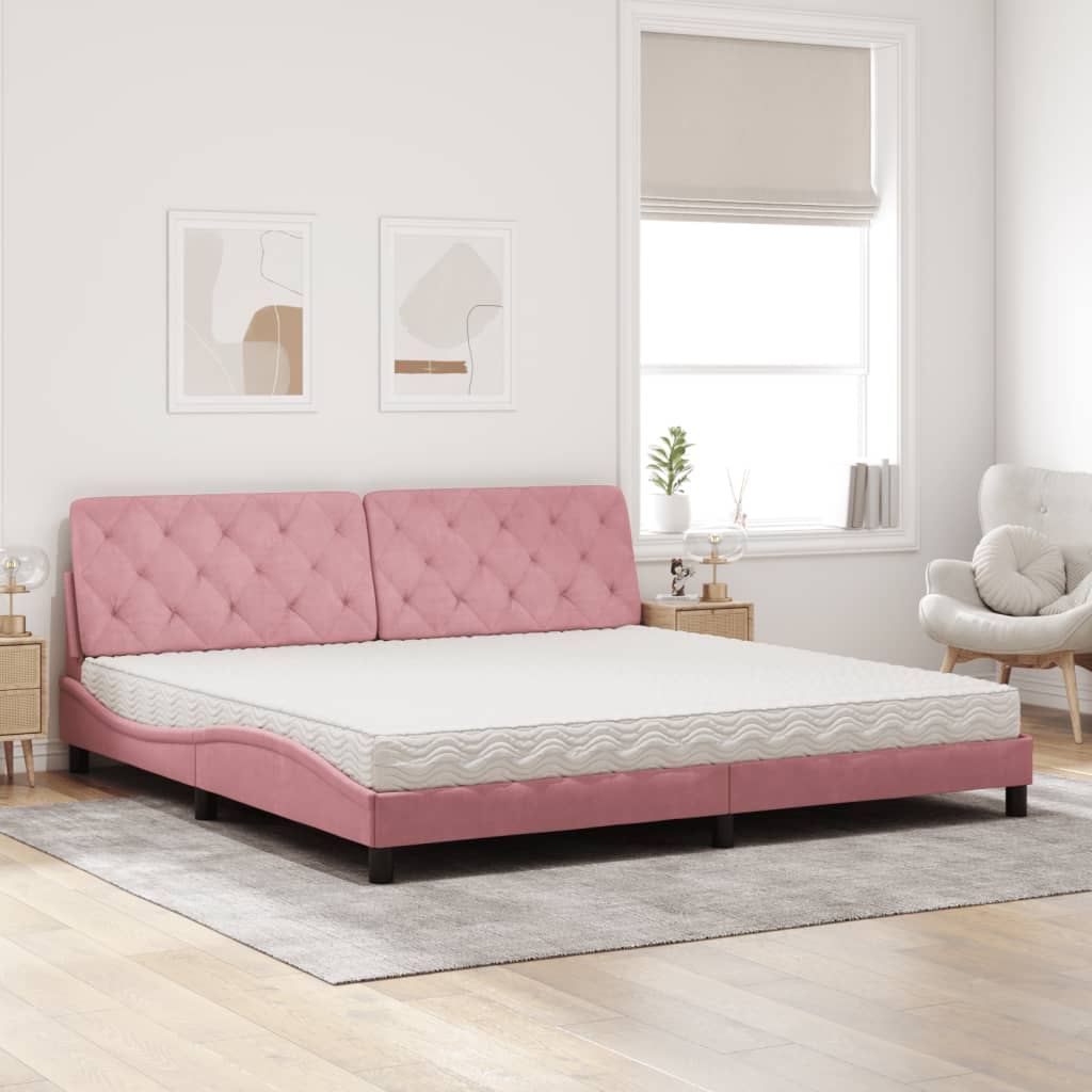 Letto con Materasso Rosa 200x200 cm in Velluto - homemem39