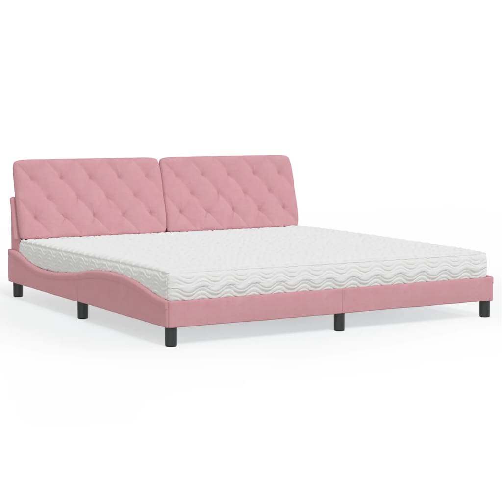 Letto con Materasso Rosa 200x200 cm in Velluto - homemem39