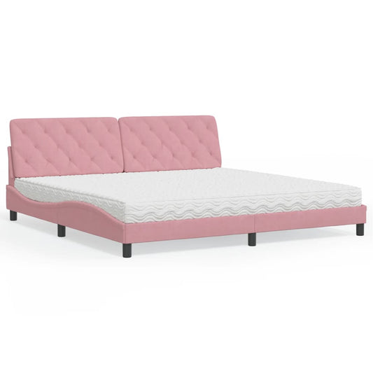 Letto con Materasso Rosa 200x200 cm in Velluto - homemem39