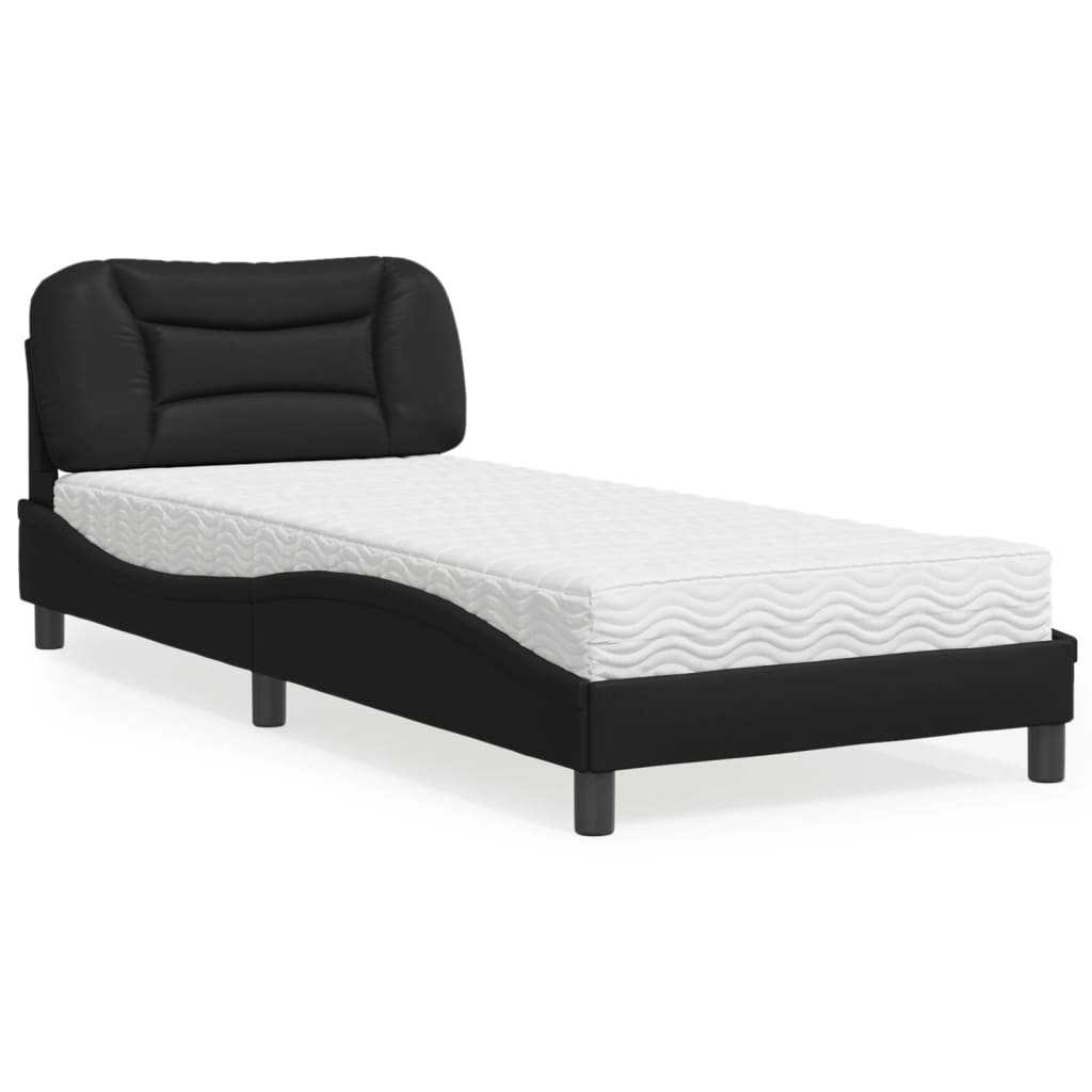 Letto con Materasso Hvar Nero 80x200 cm in Similpelle - homemem39