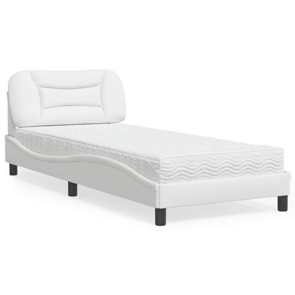 Letto con Materasso Hvar Bianco 80x200 cm in Similpelle - homemem39