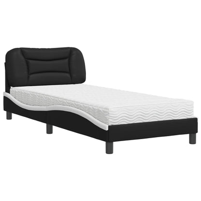 Letto con Materasso Hvar Nero e Bianco 80x200 cm in Similpelle - homemem39