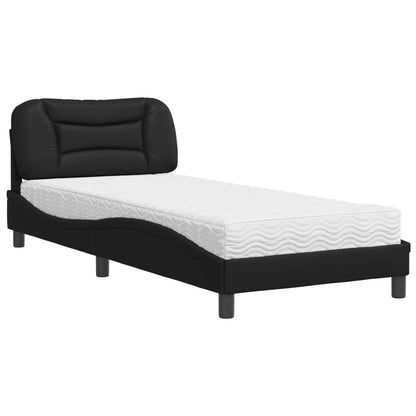 Letto con Materasso Hvar Nero 90x190 cm in Similpelle - homemem39