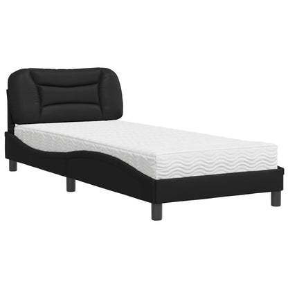 Letto con Materasso Hvar Nero 90x200 cm in Similpelle - homemem39