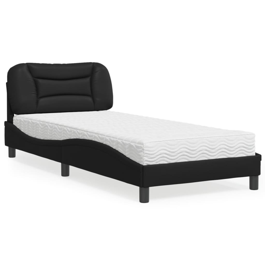 Letto con Materasso Hvar Nero 90x200 cm in Similpelle - homemem39
