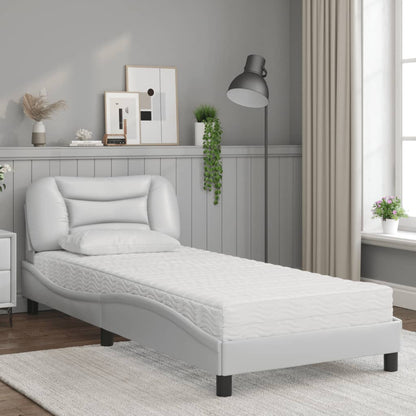 Letto con Materasso Hvar Bianco 90x200 cm in Similpelle - homemem39