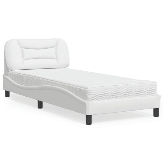 Letto con Materasso Hvar Bianco 90x200 cm in Similpelle - homemem39