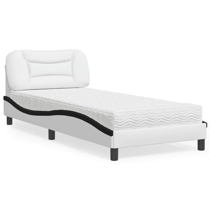 Letto con Materasso Hvar Nero e Bianco 90x200 cm in Similpelle - homemem39