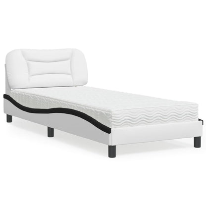 Letto con Materasso Hvar Nero e Bianco 90x200 cm in Similpelle - homemem39