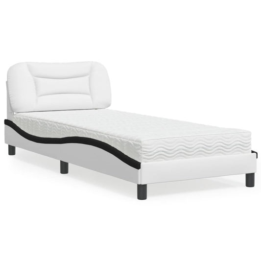 Letto con Materasso Hvar Nero e Bianco 90x200 cm in Similpelle - homemem39