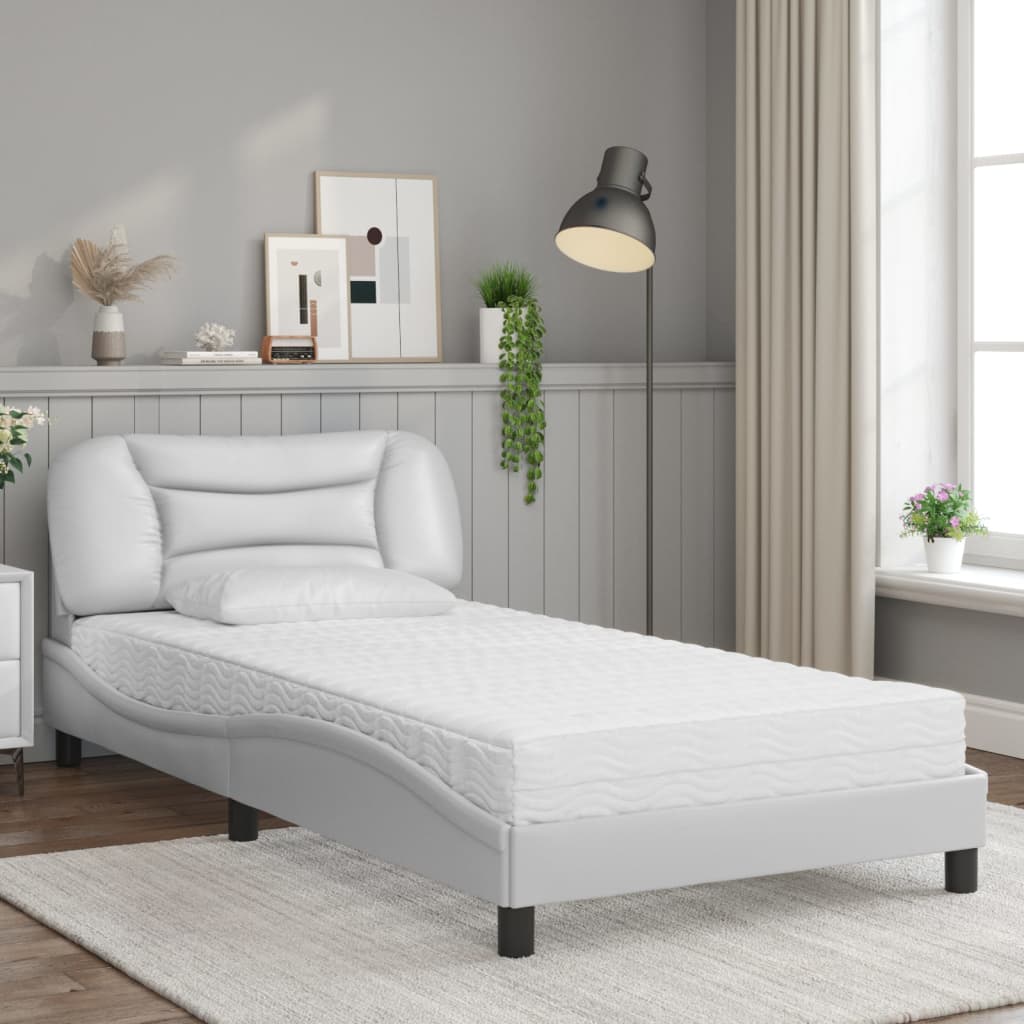 Letto con Materasso Hvar Bianco 100x200 cm in Similpelle - homemem39