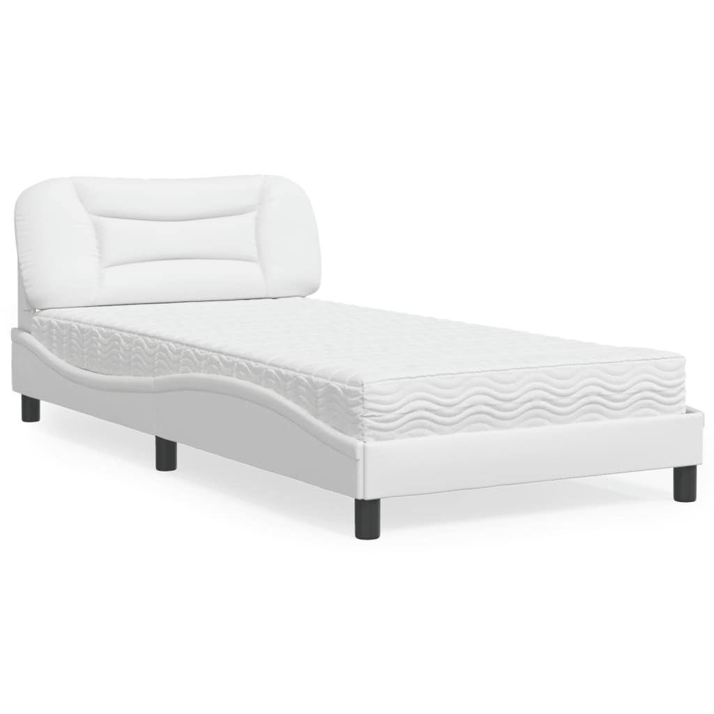 Letto con Materasso Hvar Bianco 100x200 cm in Similpelle - homemem39