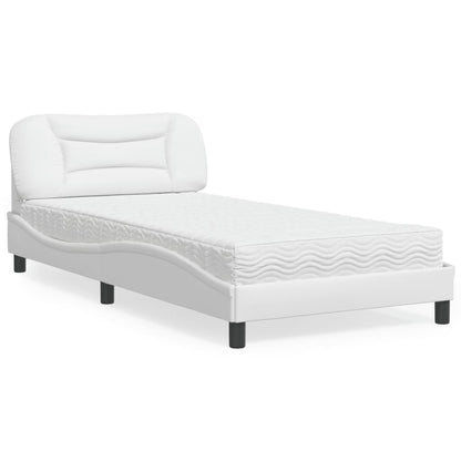 Letto con Materasso Hvar Bianco 100x200 cm in Similpelle - homemem39